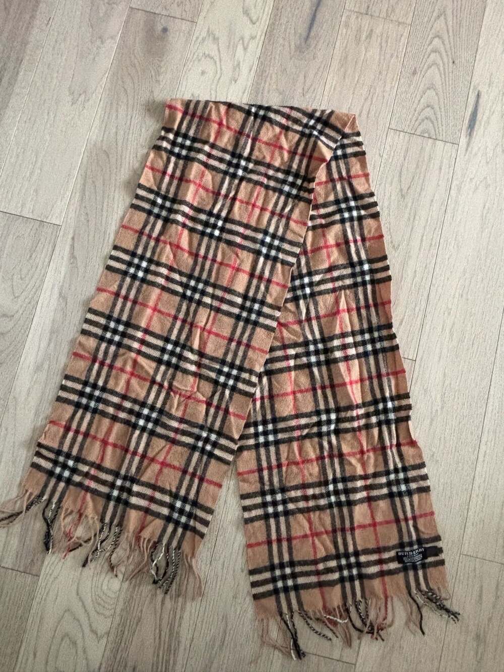 Vintage Burberry London Classic Check Cashmere Scarf